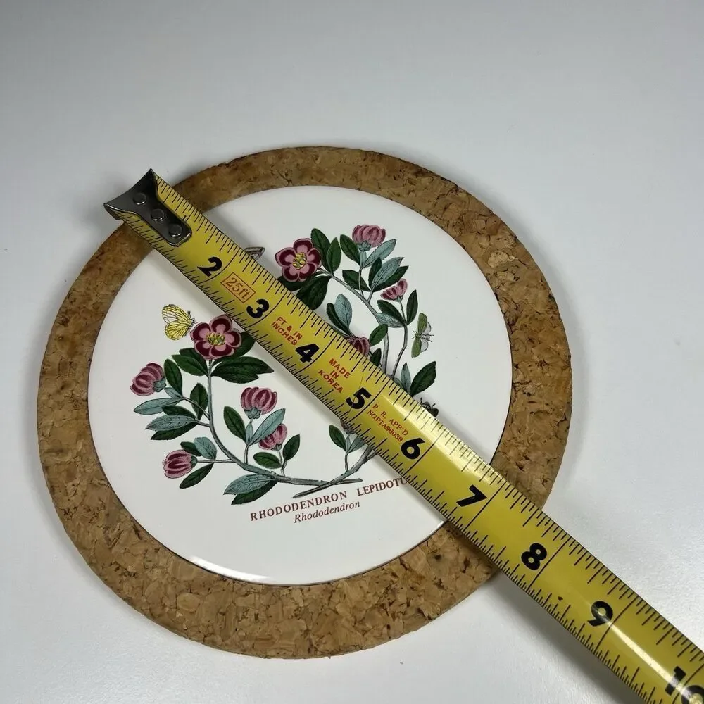 Set Of 2 Cork-backed Portmeirion Botanic Garden Tile Trivet Butterflies Flowers